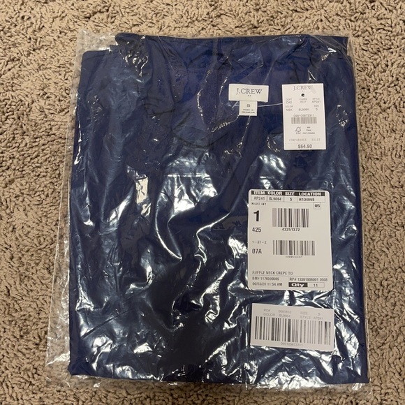 J. Crew ruffle neck shirt blouse (color night sky) - Picture 3 of 3